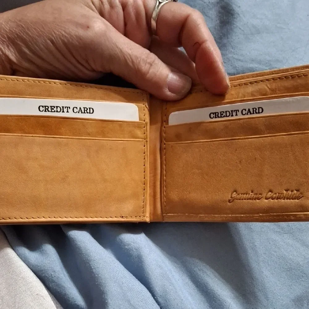 Genuine Cowhide Tan Card Holder Wallet